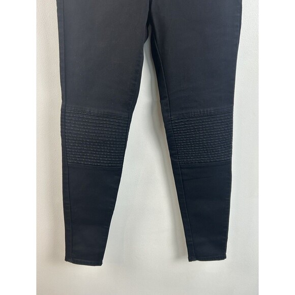 ZARA BASIC Women's Biker Moto Skinny Stretch Jeans Zip Pockets Black Denim Sz 4 - Picture 4 of 6